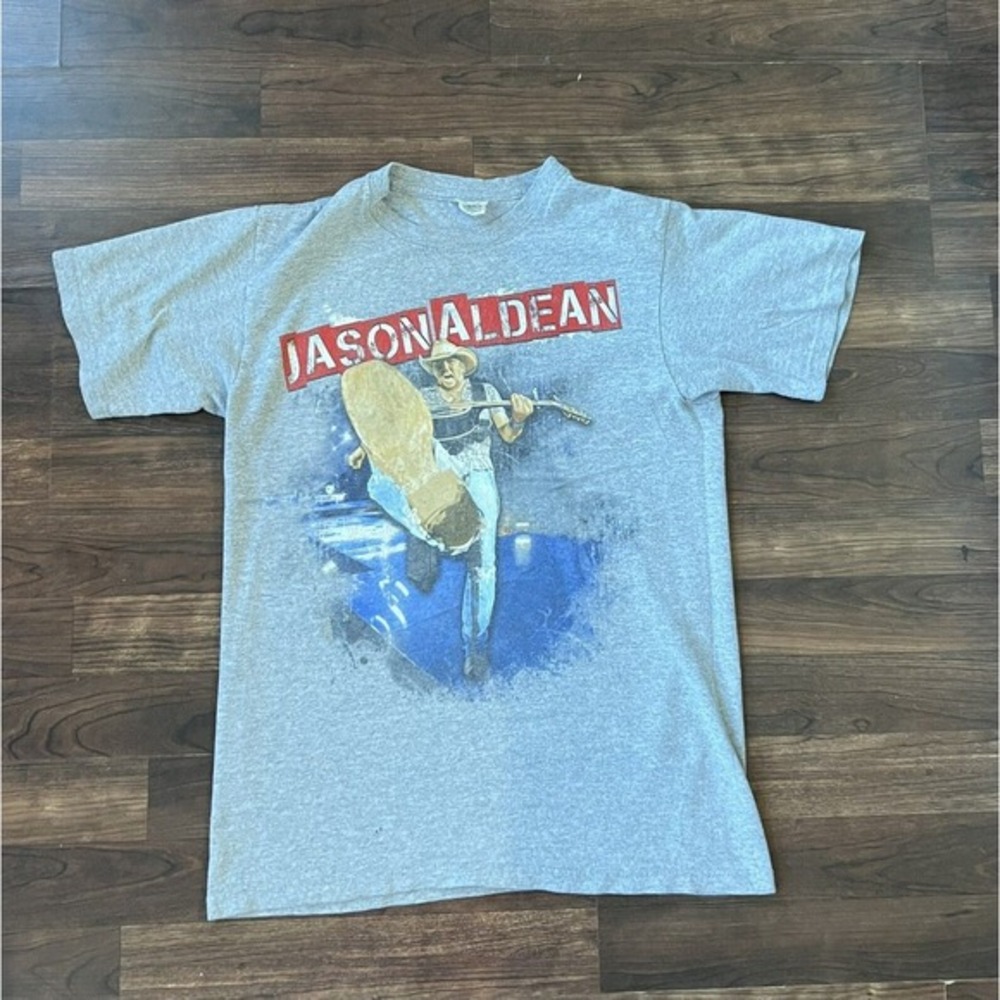 JASON ALDEAN NIGHT TRAIN LIVE 2014 CONCERT GREY SHIRT‎ Small